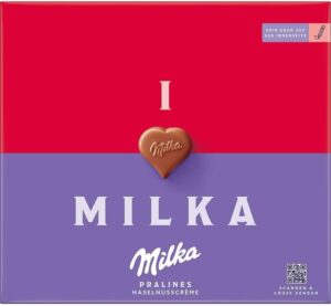 Chocolate bonbons Milka with hazelnut cream
