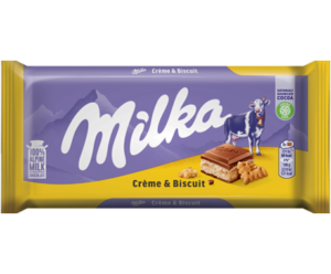 Milka creme and biscuit